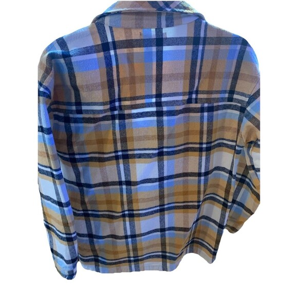 Women’s Boutique Flannel Shacket Yellow Blue Thick Pockets Button Up Jacket - Picture 5 of 5